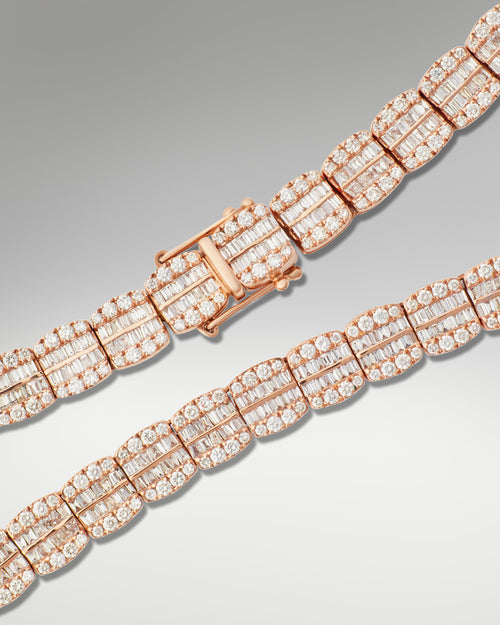 10k Rose Gold Baguette & Round Diamond Necklace at Lucid Diamond Co.