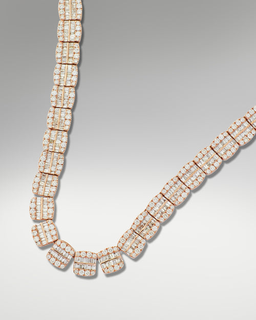 10k Rose Gold Baguette & Round Diamond Necklace at Lucid Diamond Co.