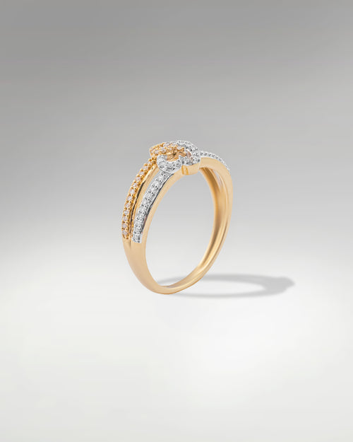 10k Two Tone Double Heart Diamond Ring at Lucid Diamond Co. in Dallas