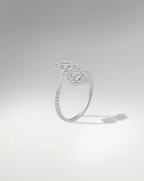 10k White Gold Clover Style Diamond Ring at Lucid Diamond Co.