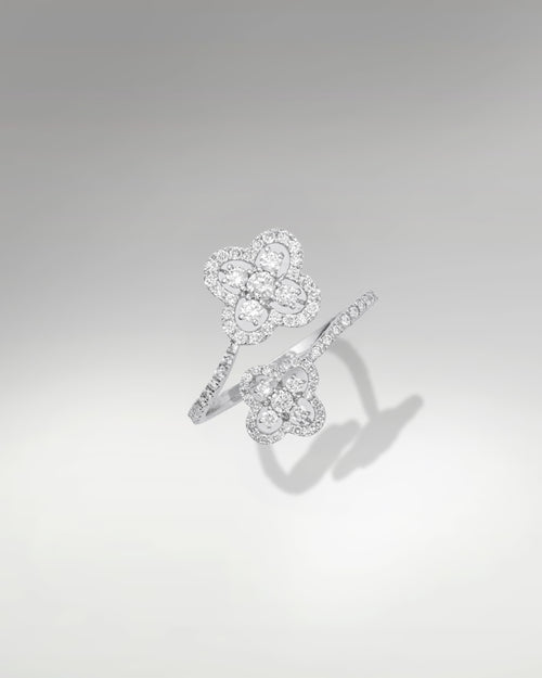 10k White Gold Clover Style Diamond Ring at Lucid Diamond Co.