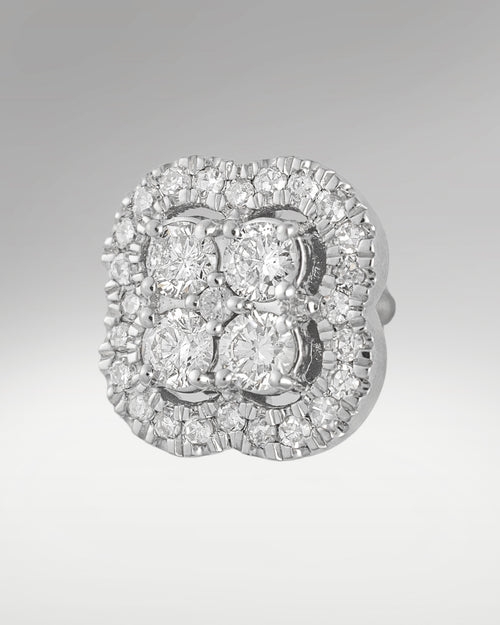 10k White Gold Clover Style Diamond Stud Earrings at Lucid Diamond Co. Dallas Fine Jewelry