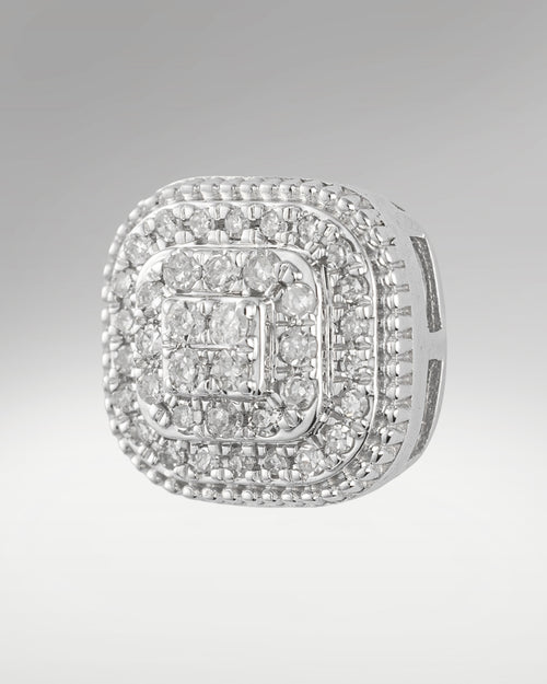 10kt White Gold Diamond Cluster Cushion Shape Studs at Lucid Diamond Co. Dallas