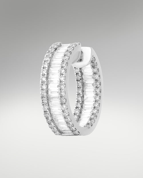 10k White Gold Diamond Hoop Earrings at Lucid Diamond Co.