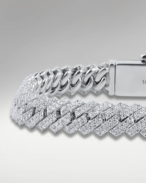10k White Gold Straight Edge Cuban Link Bracelet | Lucid Diamond Co Dallas, TX
