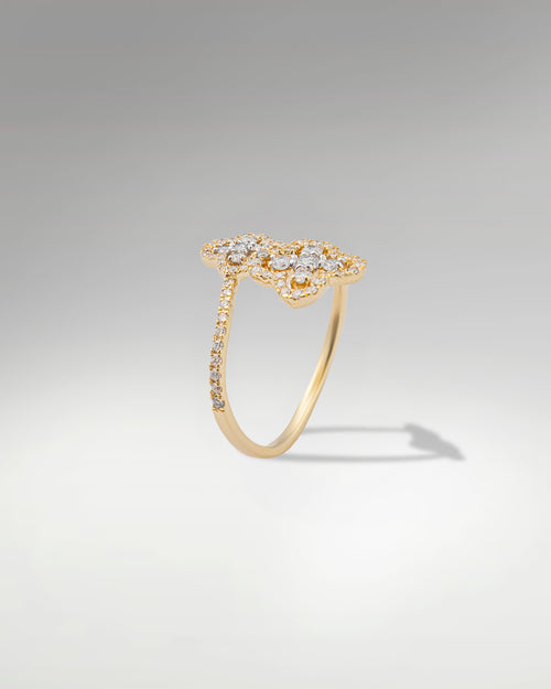 10k Yellow Gold Clover Style Diamond Ring at Lucid Diamond Co.
