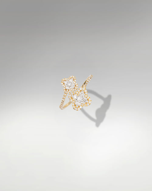10k Yellow Gold Clover Style Diamond Ring at Lucid Diamond Co.