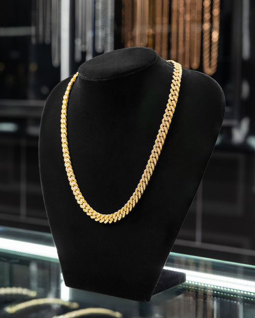 10k Yellow Gold Diamond Cuban Necklace at Lucid Diamond Co.