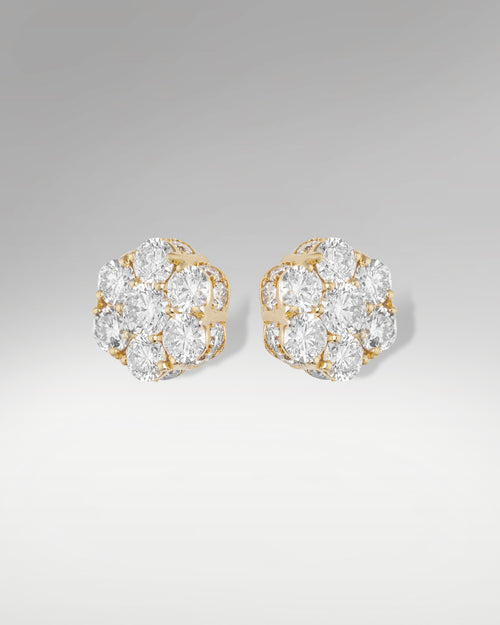 10k Yellow Gold Diamond Flower Cluster Studs at Lucid Diamond Co Jewelers