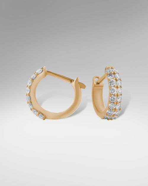 10k Yellow Gold Diamond Hoop Huggie Earrings at Lucid Diamond Co.