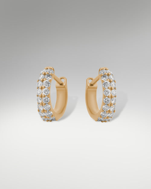 10k Yellow Gold Diamond Hoop Huggie Earrings at Lucid Diamond Co.