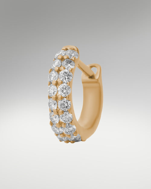 10k Yellow Gold Diamond Hoop Huggie Earrings at Lucid Diamond Co.