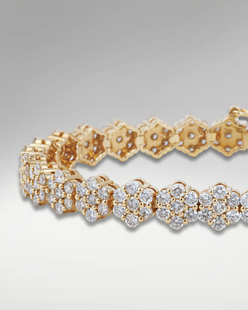 Yellow Gold Flower Cluster Diamond Bracelet | Lucid Diamond Co Dallas, Texas