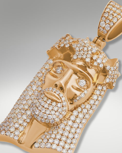 10k Yellow Gold Jesus Head Pendant at Lucid Diamond Co.