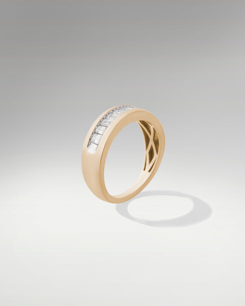 10k Yellow Gold Men's Ring with Emerald Cut Diamonds at Lucid Diamond Co.