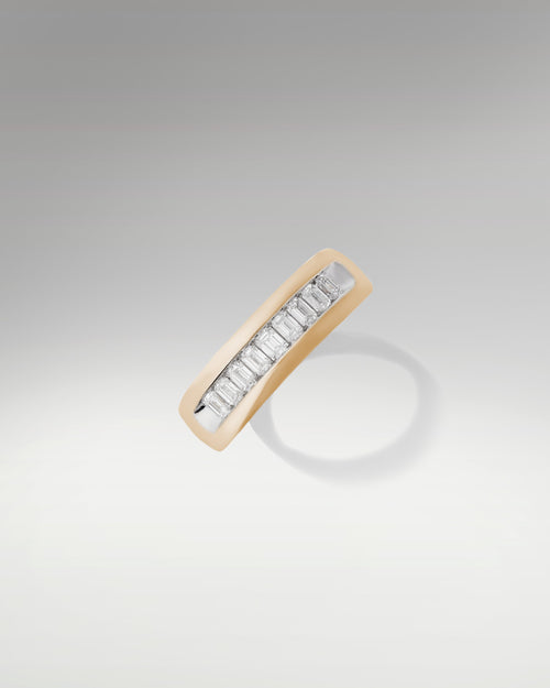 10k Yellow Gold Men's Ring with Emerald Cut Diamonds at Lucid Diamond Co.