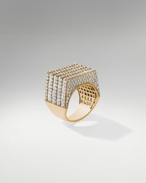 10k Yellow Gold Ring with Baguettes and Round Diamonds at Lucid Diamond Co.