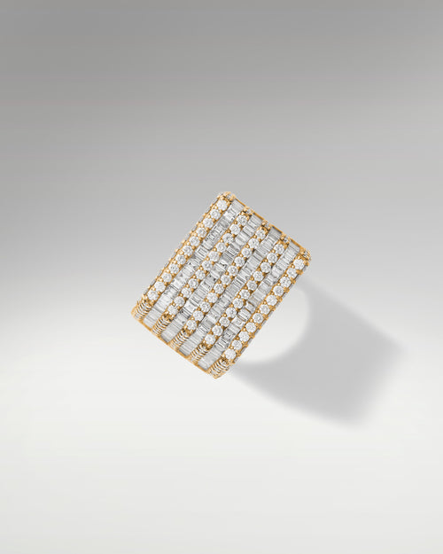 10k Yellow Gold Ring with Baguettes and Round Diamonds at Lucid Diamond Co.