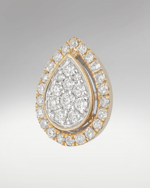 10k Yellow and White Gold Pear Shape Diamond Studs at Lucid Diamond Co. Dallas