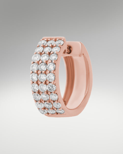 14k Rose Gold Diamond Hoop Huggie Earrings at Lucid Diamond Co.