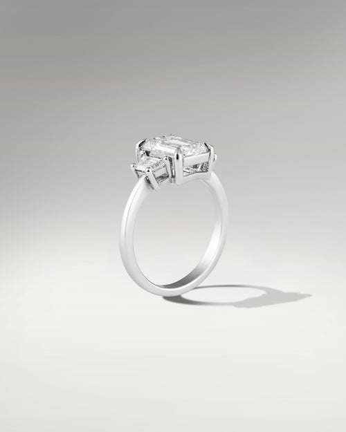 14k White Gold 2.12ct Emerald Cut Engagement Ring at Lucid Diamond Co.
