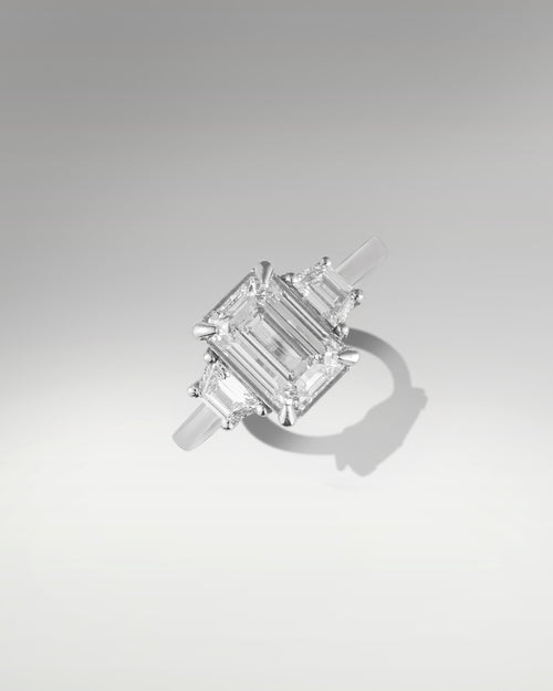 14k White Gold 2.12ct Emerald Cut Engagement Ring at Lucid Diamond Co.