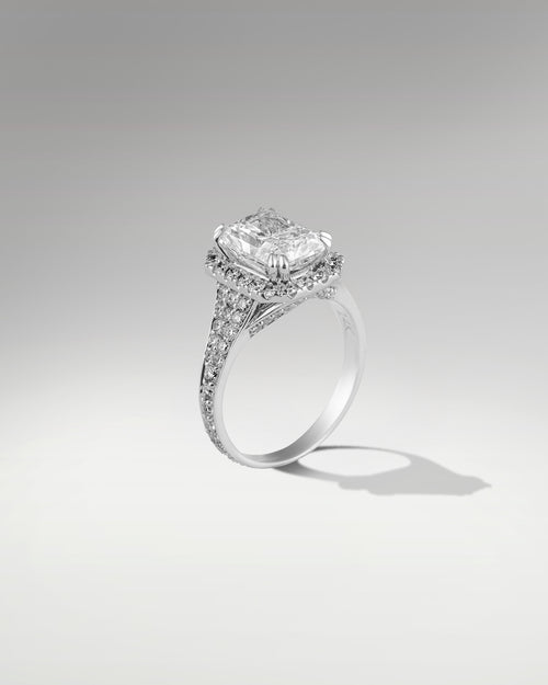 14k White Gold 3ct Radiant Cut Engagement Ring at Lucid Diamond Co.