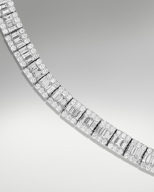 White Gold Baguette & Round Diamond Track Bracelet | Lucid Diamond Co Dallas, Texas