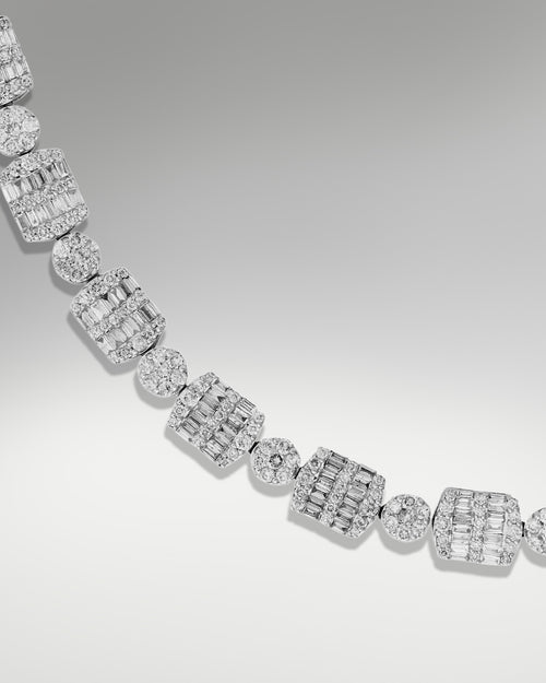 14k White Gold Baguettes and Round Diamond Bracelet at Lucid Diamond Co. | Tennis Bracelets
