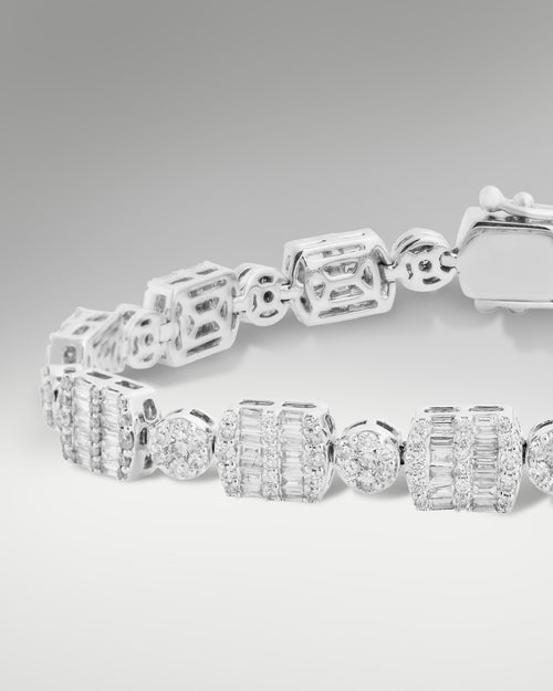 14k White Gold Baguettes and Round Diamond Bracelet at Lucid Diamond Co. Jewelry