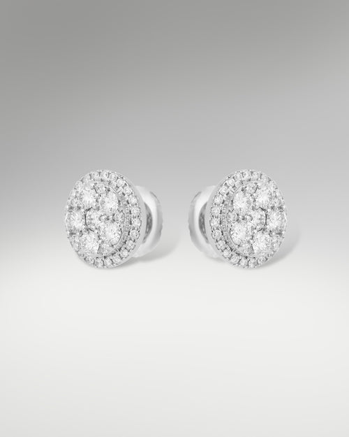 14k White Gold Cluster Studs at Lucid Diamond Co.