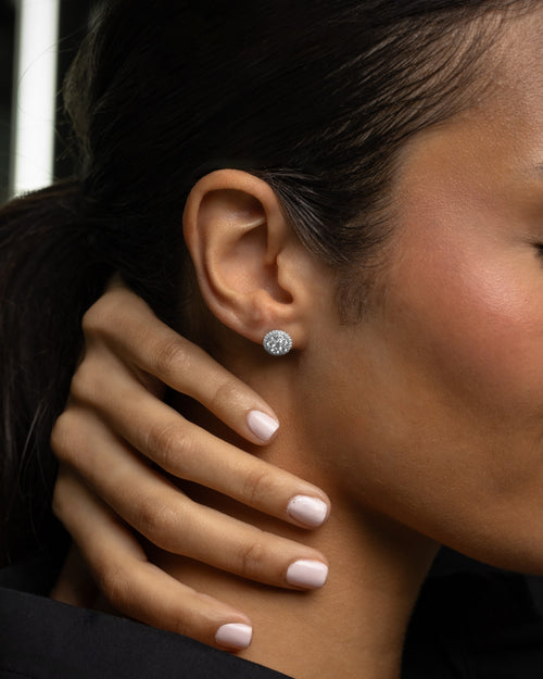 14k White Gold Cluster Studs at Lucid Diamond Co.