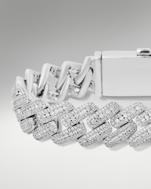 14k White Gold Cuban Link Diamond Bracelet at Lucid Diamond Co.