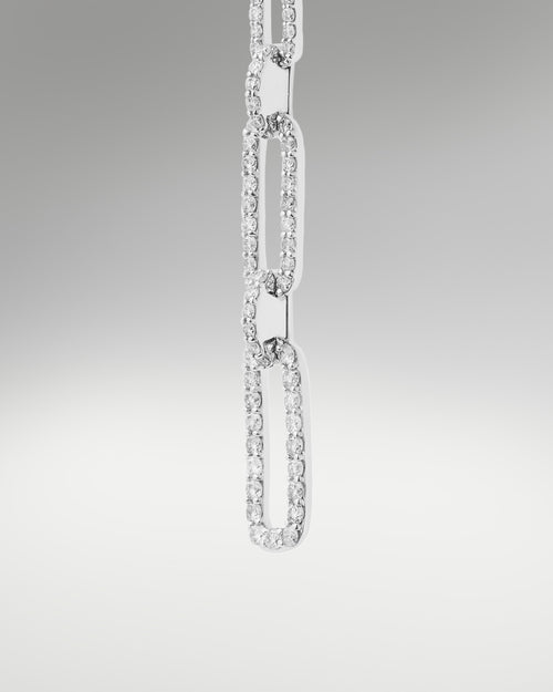 14k White Gold Custom Paperclip Earrings at Lucid Diamond Co.