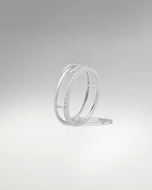 14k White Gold Double Band Diamond Ring at Lucid Diamond Co. in Texas