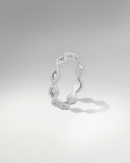 14k White Gold Evil Eye Diamond Ring at Lucid Diamond Co. Jewelry