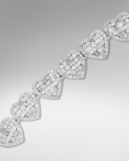 White Gold Heart-Shaped Diamond Bracelet | Lucid Diamond Co DFW, Texas