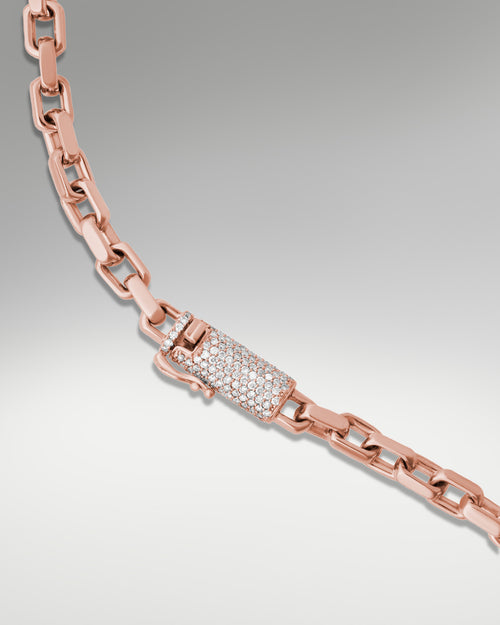 14k White Gold Hermes Link Chain with Diamond Clasp at Lucid Diamond Co.