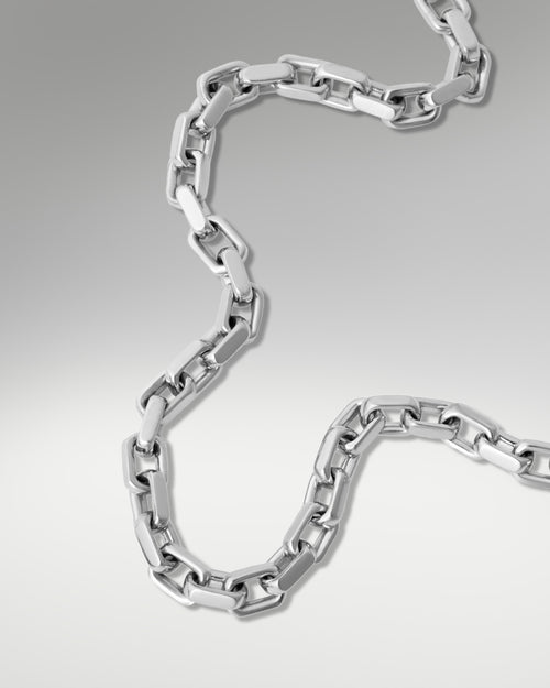 14k White Gold Hermes Link Chain with Diamond Clasp at Lucid Diamond Co.