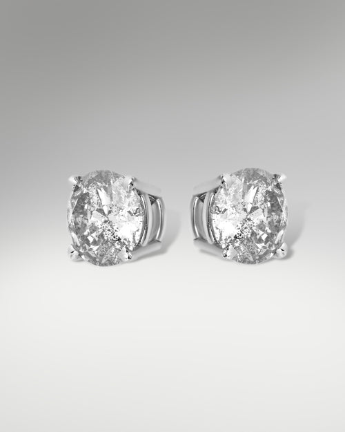 14k White Gold Solitaire Diamond Earrings at Lucid Diamond Co.