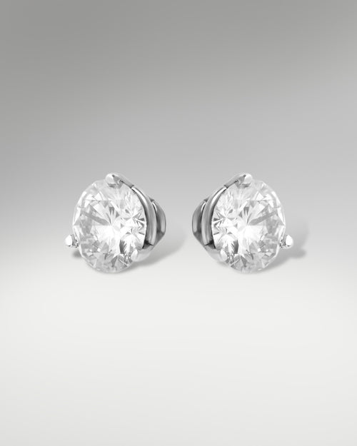 14k White Gold Solitaire Diamond Earrings at Lucid Diamond Co.