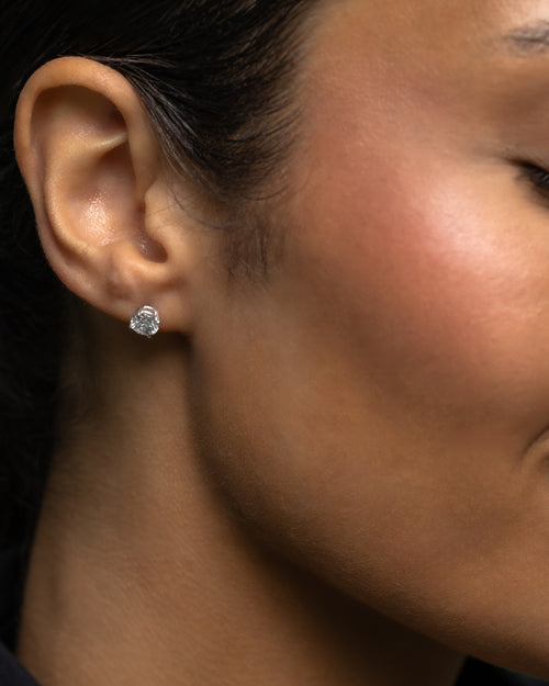 14k White Gold Solitaire Diamond Earrings at Lucid Diamond Co.