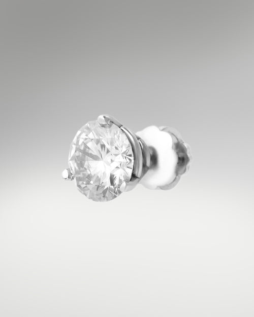 14k White Gold Solitaire Diamond Earrings at Lucid Diamond Co.