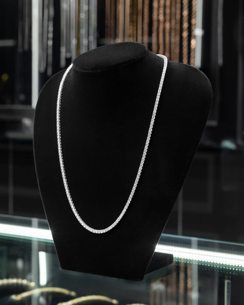 14k White Gold Tennis Necklace at Lucid Diamond Co.