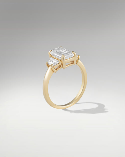 14k Yellow Gold 2.55ct Emerald Cut Engagement Ring at Lucid Diamond Co.