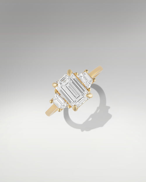 14k Yellow Gold 2.55ct Emerald Cut Engagement Ring at Lucid Diamond Co.