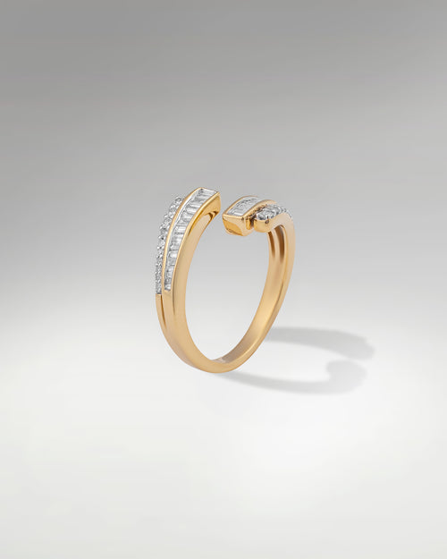 14k Yellow Gold Baguette and Round Diamond Ring at Lucid Diamond co. in Dallas