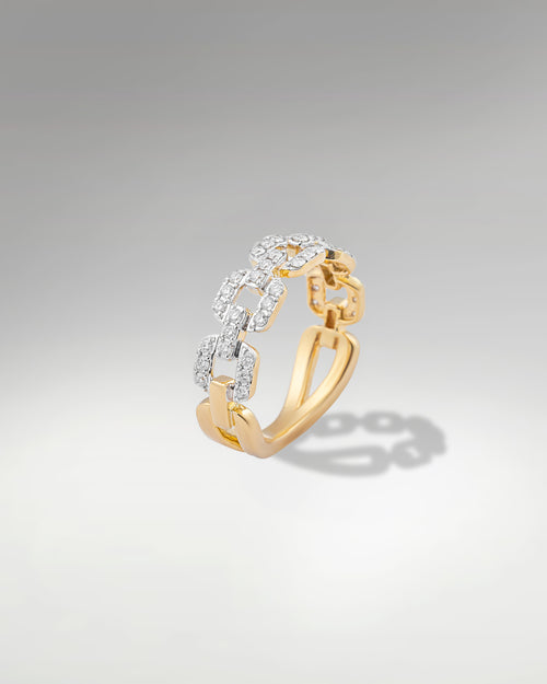 14k Yellow Gold Diamond Link Ring at Lucid Diamond Co. in Dallas