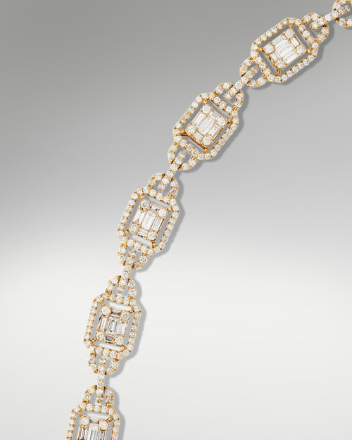 14k Yellow Gold Fancy Link Diamond Bracelet at Lucid Diamond Co. in Dallas