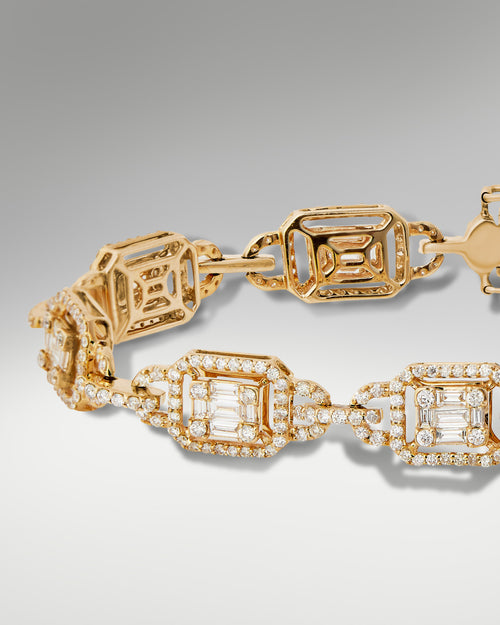 14k Yellow Gold Fancy Link Diamond Bracelet at Lucid Diamond Co. | Fine Jewelry